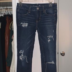 Mid wash distressed jeans